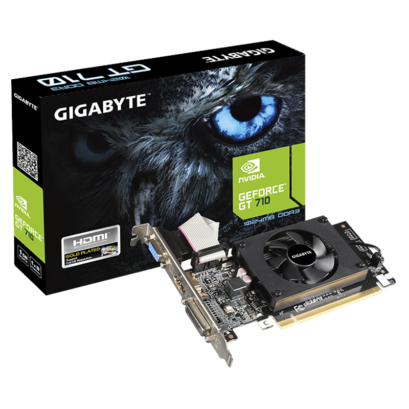 Tarjeta de Vídeo 2GB DDR3 Gigabyte GeForce GT 710 VGA DVI-D HDMI PCIe 2.0