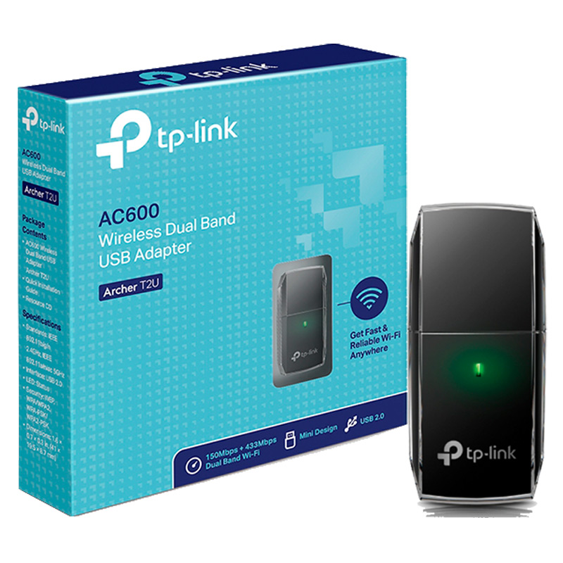 Adaptador de Red USB a Wi-Fi TP-Link Archer T2U Doble Banda AC600 600Mbps