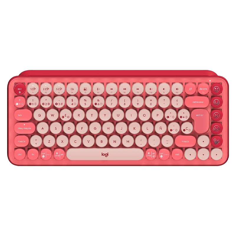 Teclado Mecánico Inalámbrico Logitech POP Heartbreaker Fucsia-Rosado Español