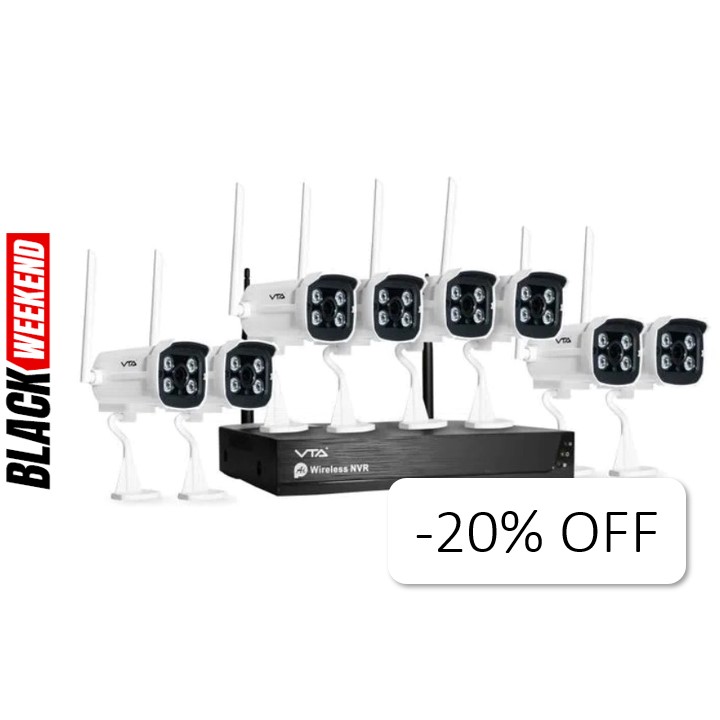 Sistema de Video Seguridad VTA+ DVR Inalámbrico 1TB + 8 cámaras 1080P Smart Home Wi-Fi
