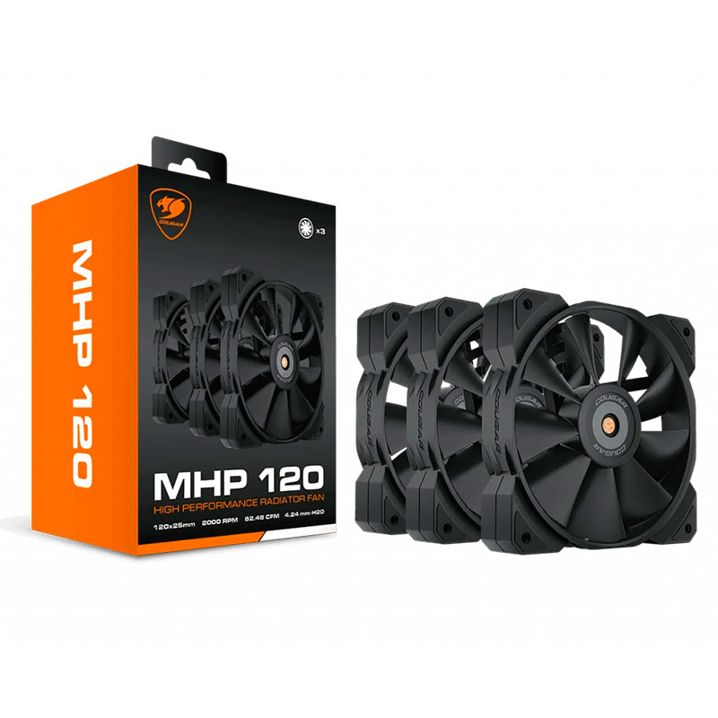 Kit de 3 Ventiladores Cougar MHP 120mm Negro