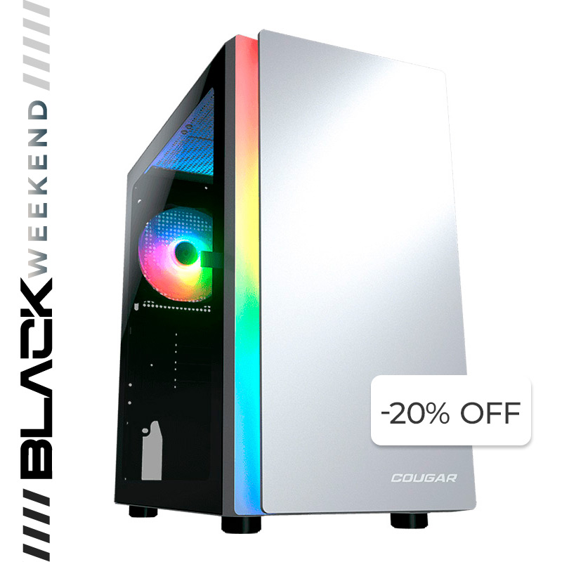 Case Gaming Cougar Purity RGB Vidrio Templado Media Torre Micro ATX Blanco (Sin Fuente)