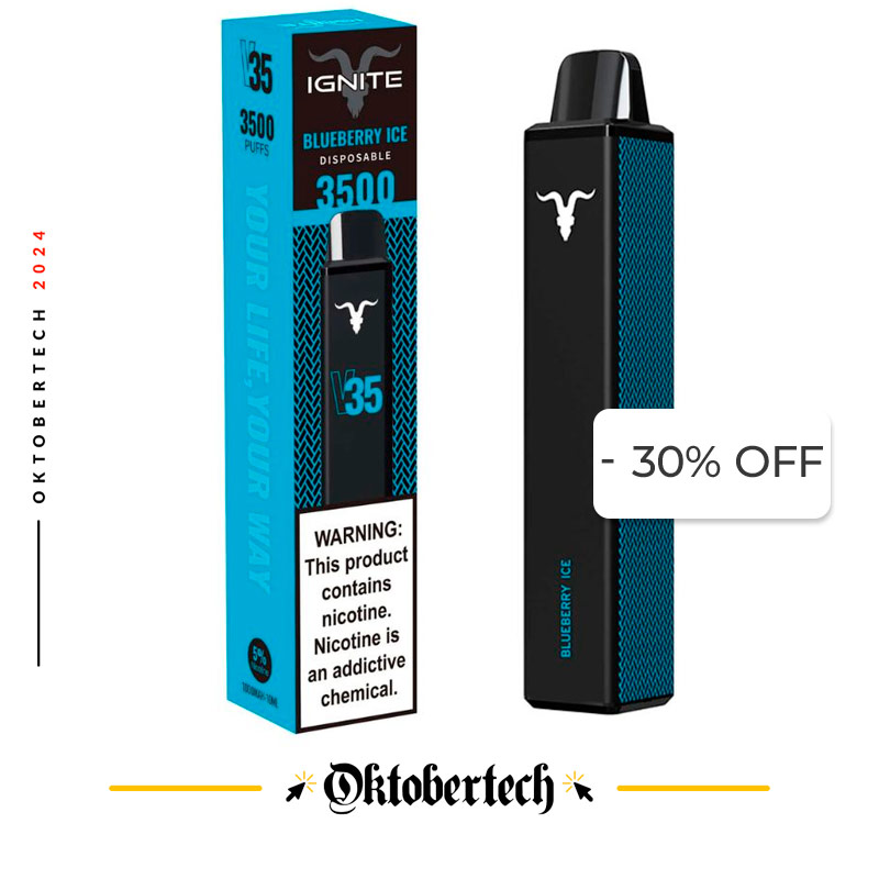 Vape Electrónico Ignite V35 3500 Puffs Nic 5g Blueberry Ice