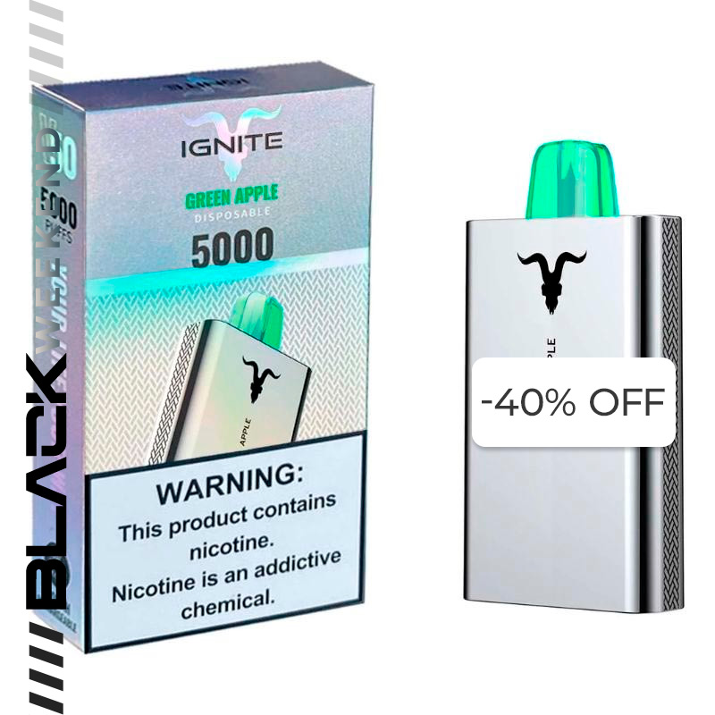 Vape Electrónico Ignite V50 5000 Puffs Nic 5g Green Apple