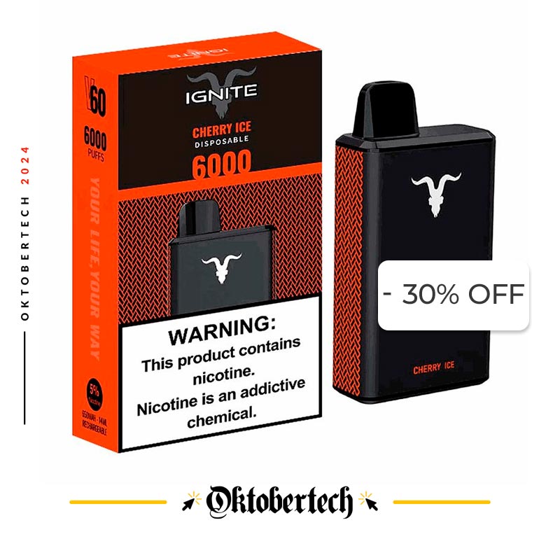 Vape Electrónico Ignite V60 6000 Puffs Nic 5g Cherry Ice