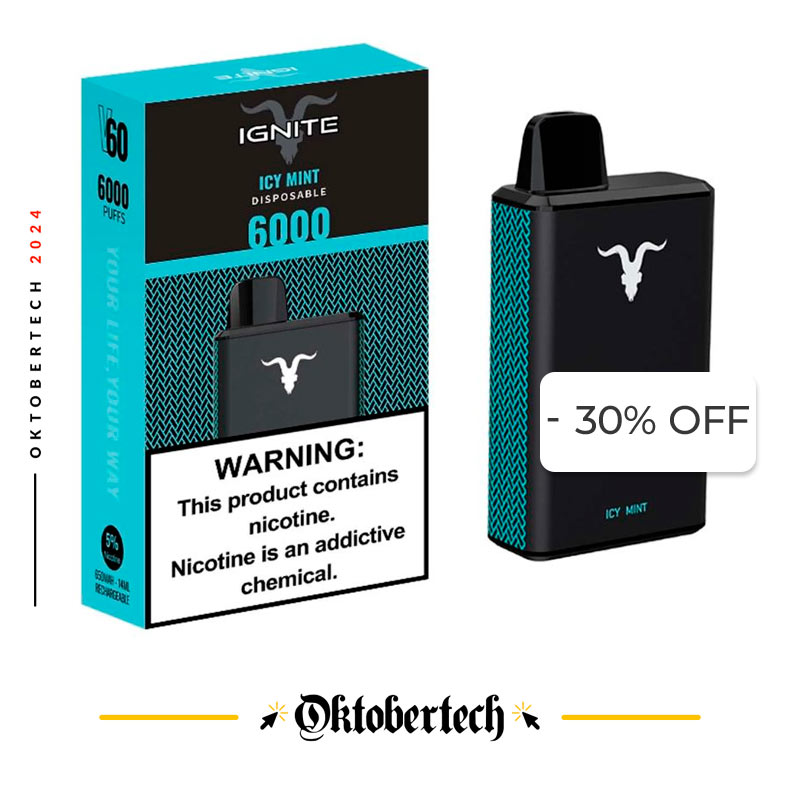 Vape Electrónico Ignite V60 6000 Puffs Nic 5g Icy Mint