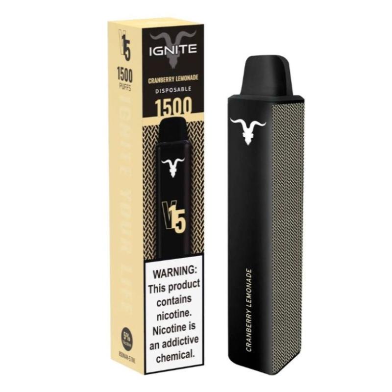 Vape Electronico Ignite V15 1500 Puffs Nic 5g Cranberry Lemonade