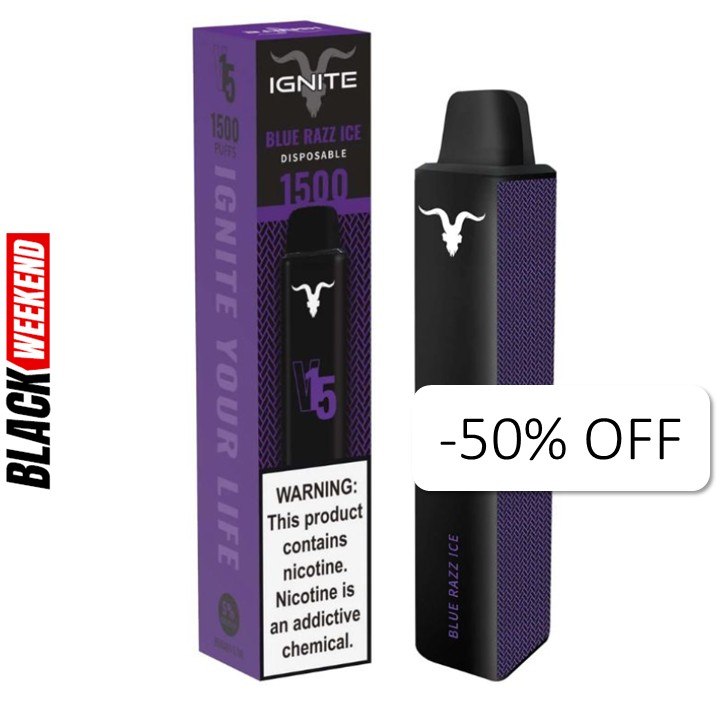 Vape Electronico Ignite V15 1500 Puffs Nic 5g Blue Razz Ice