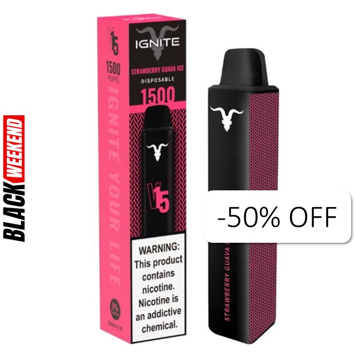 Vape Electronico Ignite V15 1500 Puffs Nic 5g Strawberry Guava Ice