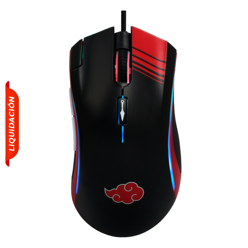 Mouse Gaming Alámbrico Óptico Naruto MX-200 10000 DPI 7 Botones RGB Edición Akatsuki