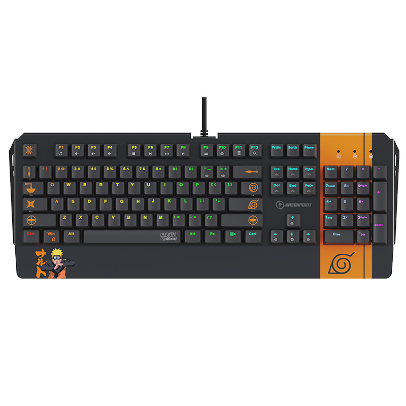 Teclado Gaming Mecánico Alámbrico Checkpoint Naruto KX-500 RGB Edición Leaf Ninja