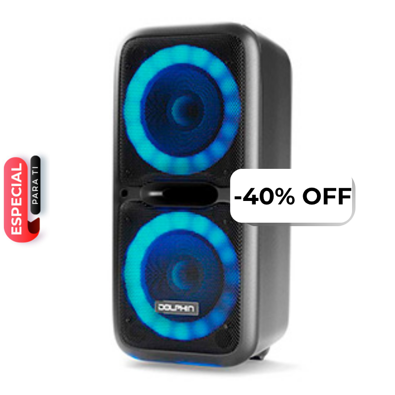 Bocina Bluetooth Dolphin SP-2120RBT Party Speaker Dual 12” 3600W Negro