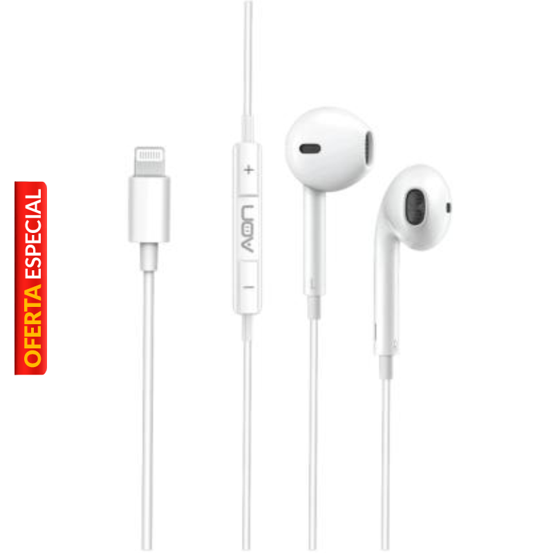 Audífonos AON Ligningth In-ear Wired MFI EarBuds Blanco