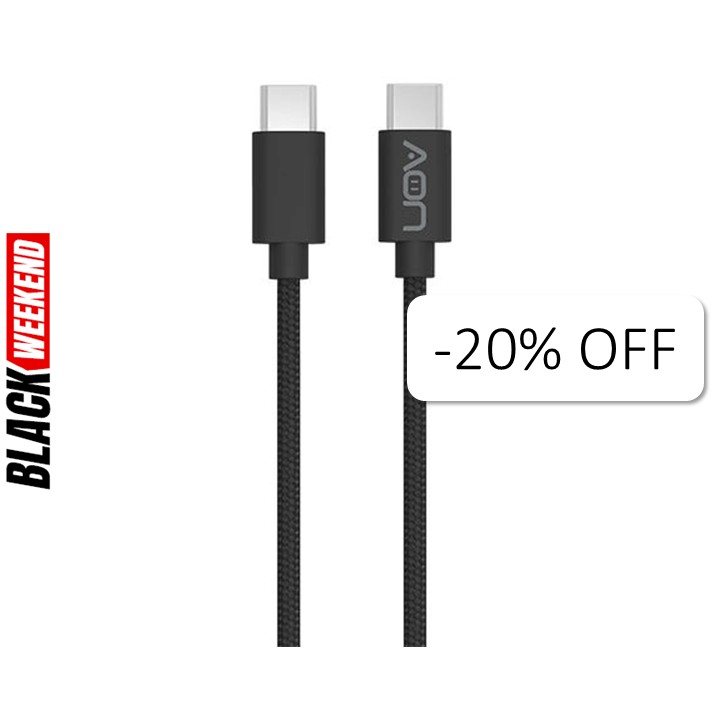 Cable USB-C a USB-C AON AO-CB-5016 2 Metros Negro 5Gbps 65W