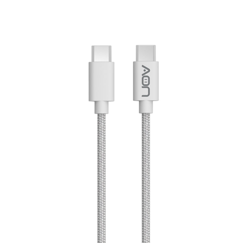 Cable USB-C a USB-C AON AO-CB-5011 2 Metros Trenzado Blanco