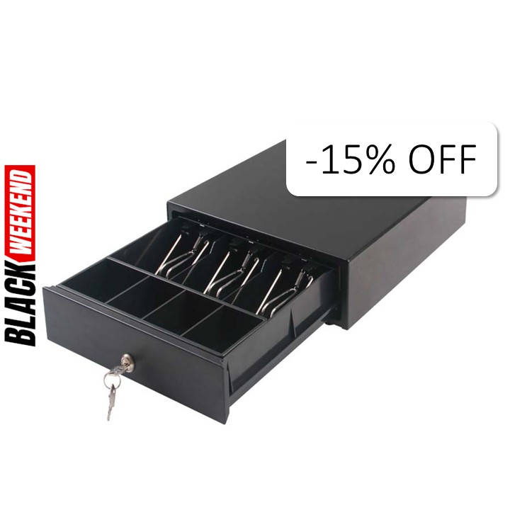 Cash Drawer AON CDK-34 para Billetes y Monedas Negro