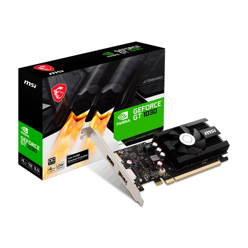 Tarjeta de Video 4GB DDR4  MSI GeForce GT1030 4GD4 bajo perfil OC PCIe 3.0