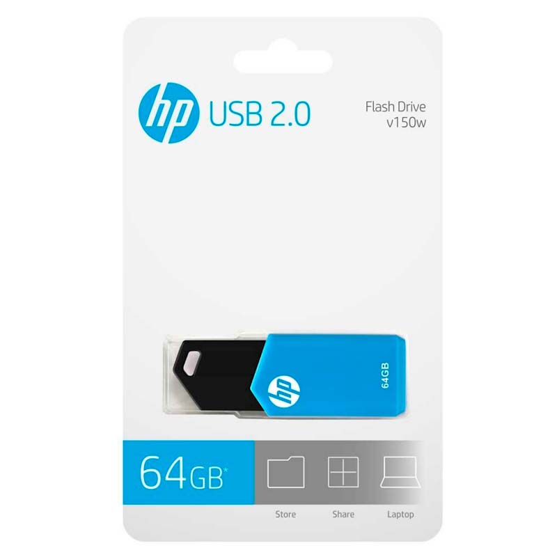 Memoria USB HP 64GB V150w 2.0 Flash Drives Azul/Negro