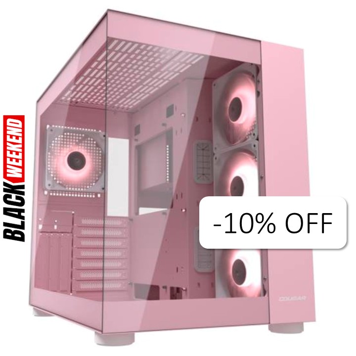 Case Gaming Cougar FV150 RGB Media Torre Rosa (Sin Fuente)