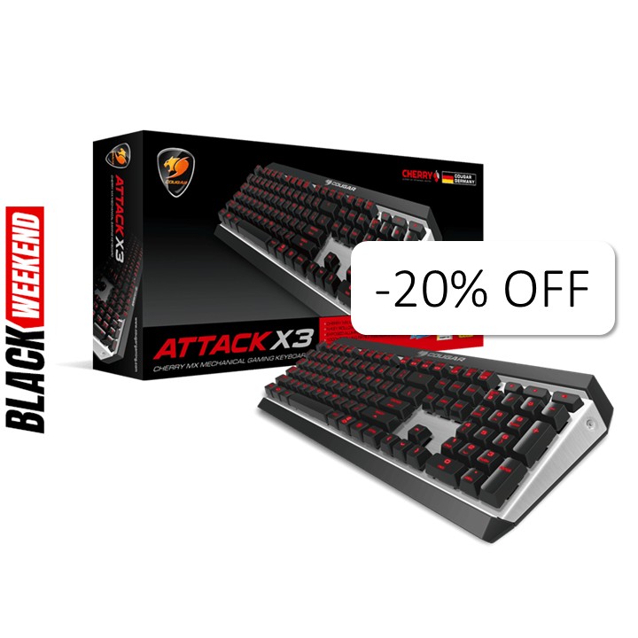 Teclado Gaming Mecánico Alámbrico Cougar Attack X3 Inglés Gris Claro