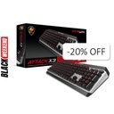 Teclado Gaming Mecánico Alámbrico Cougar Attack X3 Inglés Gris Claro