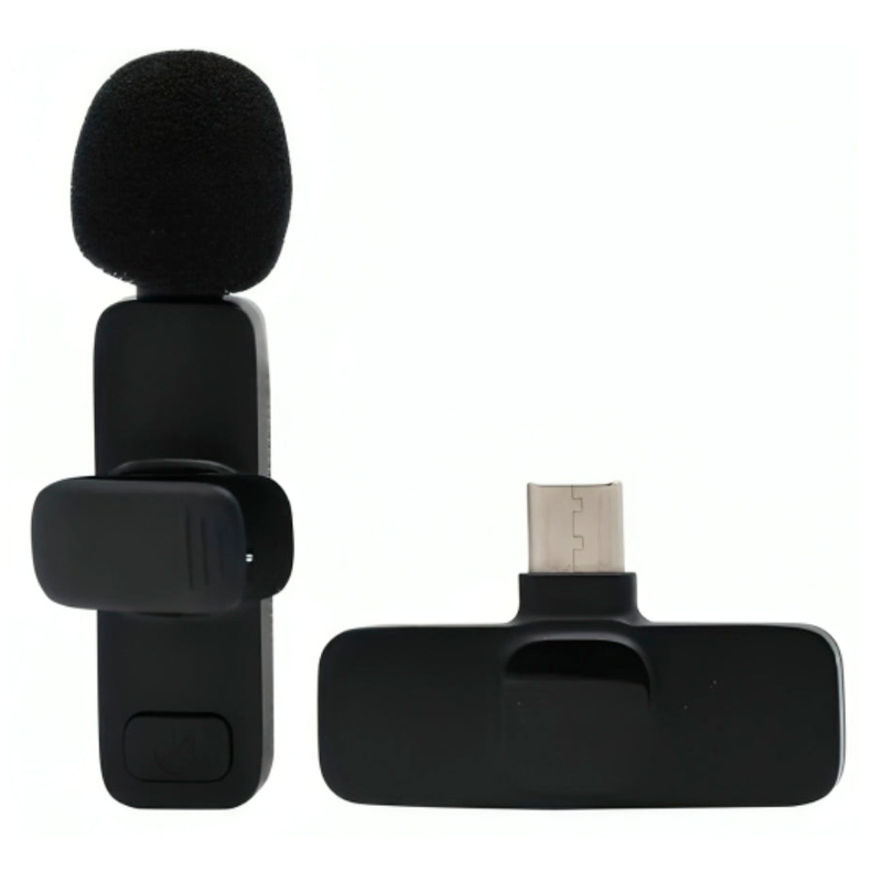 Micrófono de Solapa VTA+ Inalámbrico USB-C con Gancho de Sujeción Negro