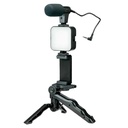 Trípode para Celular VTA+ con Luz Led + Micrófono 3.5mm Negro