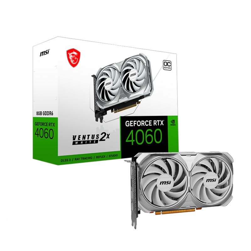 Tarjeta de Video 8GB GDDR6 MSI GeForce RTX4060 VENTUS 2X OC BLANCA HDMI DP PCI Gen 4