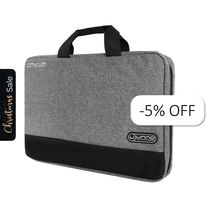 Maletín para Notebook Unno Tekno CitySlim 15.6" Gris/Negro