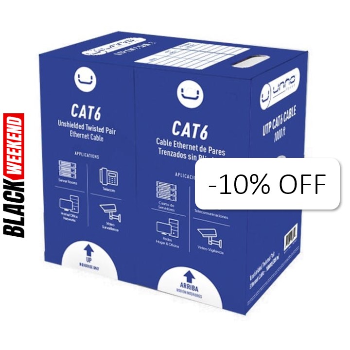 Bobina Cable de Red Unno Tekno CB4399GY UTP CAT6 305 Metros