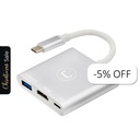 Hub Unno Tekno 3 puertos HB1101SV USB-C HB1101GY Plateado