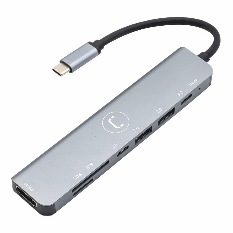 Hub Unno Tekno 7 Puertos HB1107SV USB-C Plateado