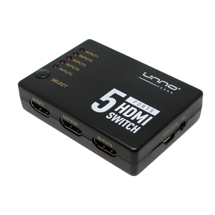 Splitter Unno Tekno HB1203BK 5 Puertos HDMI 4K