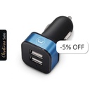 Cargador Unno Tekno PW5021BK para Carro Dual USB-A 3.4A Negro/Celeste