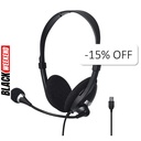 Audífonos Tipo Headset Unno Tekno HS7205BK USB Ace5 Con Micrófono Negro