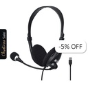 Audífonos Tipo Headset Unno Tekno HS7205BK USB Ace5 Con Micrófono Negro
