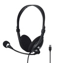 Audífonos Tipo Headset Unno Tekno HS7205BK USB Ace5 Con Micrófono Negro