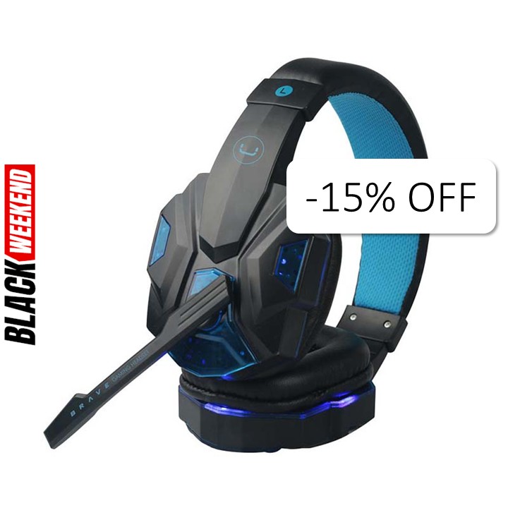 Audífonos Tipo Headset Unno Tekno HS7230BL USB Brave con Micrófono Negro-Azul