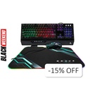 Teclado y Mouse Gaming Alámbrico Unno Tekno Brave Negro USB Inglés + Mousepad