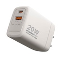 Cargador de Pared Unno Tekno PW5062WT PowerPro Dual USB-A  USB-C 20W​​ Blanco
