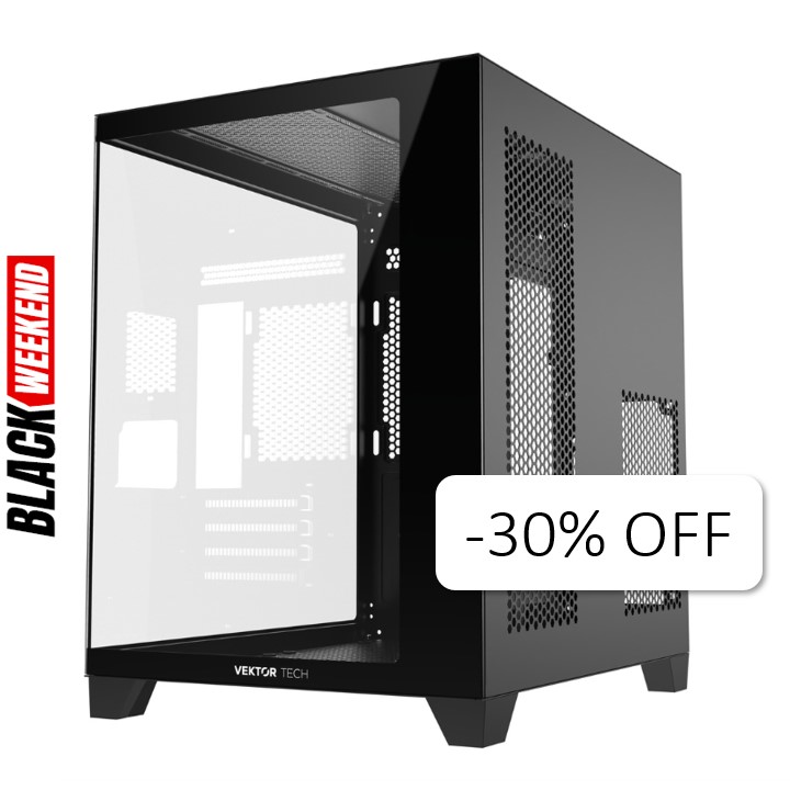 Case Gaming VektorTech QGM-570 Media Torre Vidrio Templado Micro-ATX Negro (Sin Fuente)