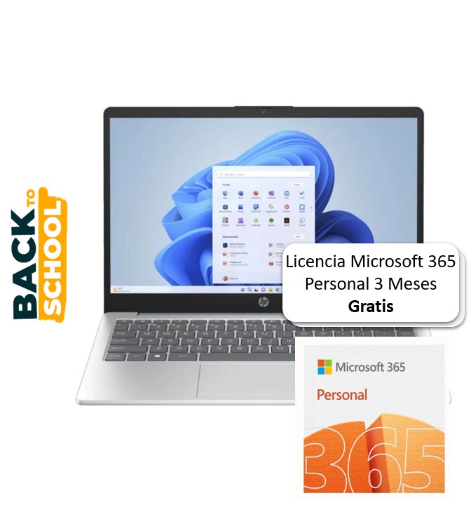 Laptop HP 14-em0021la 14" AMD Ryzen 5 7520U 16GB RAM 512GB SSD W11 Home Celeste Teclado Español