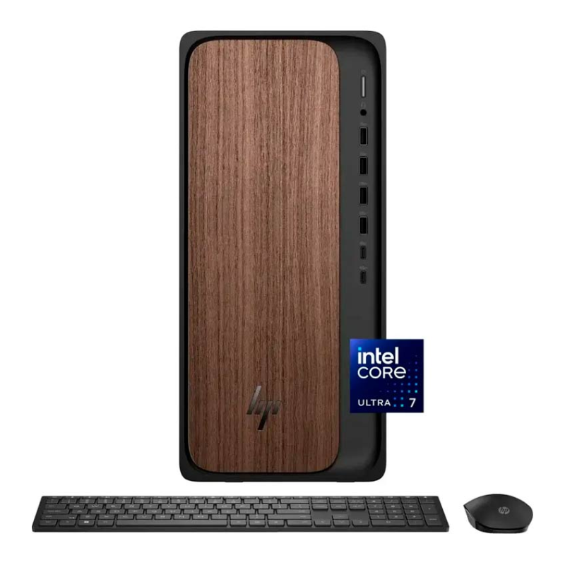 Computadora HP OmniDesk Intel Core Ultra 7 265 16GB RAM 1TB SSD Intel Graphics W11 Home Madera Oscura Teclado Inglés