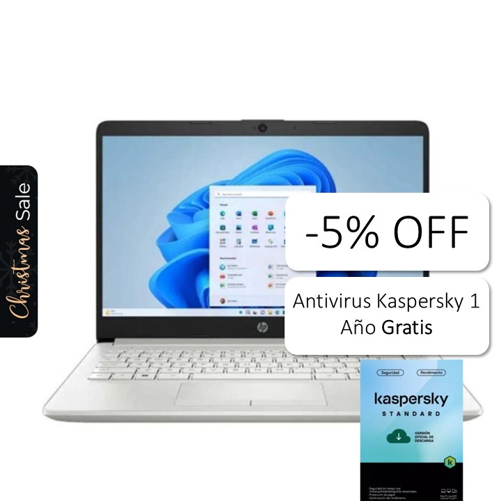 Laptop HP 14-CF2733 14" Celeron N4120 4GB RAM 64GB W11S Home Gris Teclado Inglés