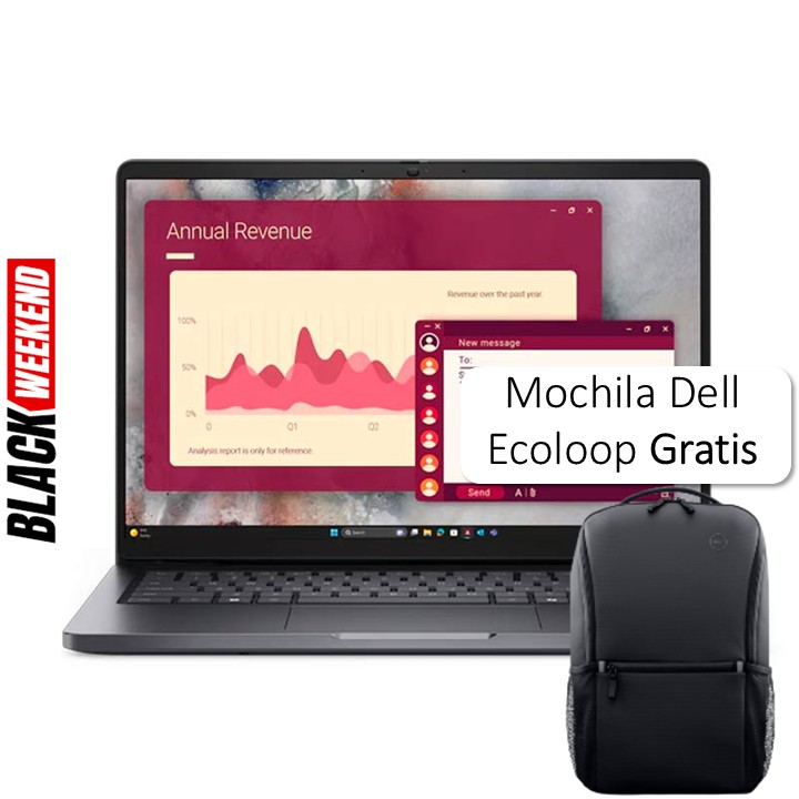 Laptop Dell Pro 14″ Core 5-120U 16GB RAM 512GB SSD W11 Pro Negra Teclado Español