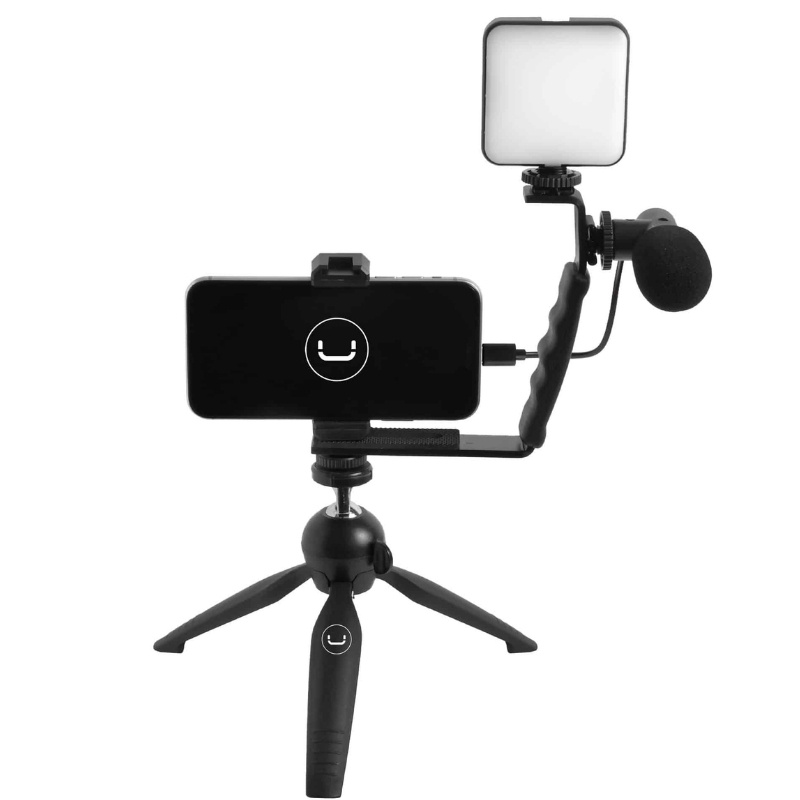 Kit de Vlogging Unno Tekno Influencer Pro+ con Micrófono, Luz LED y Trípode