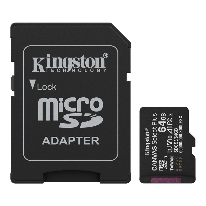 Memoria micro SD Kingston 64GB Canvas Select Plus Clase 10 100Mbps