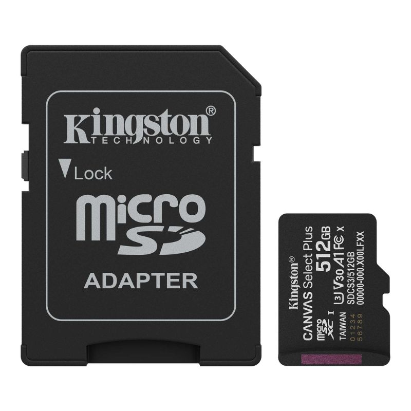 Memoria Micro SD Kingston 512GB Canvas Select Plus Clase 10 100Mbps