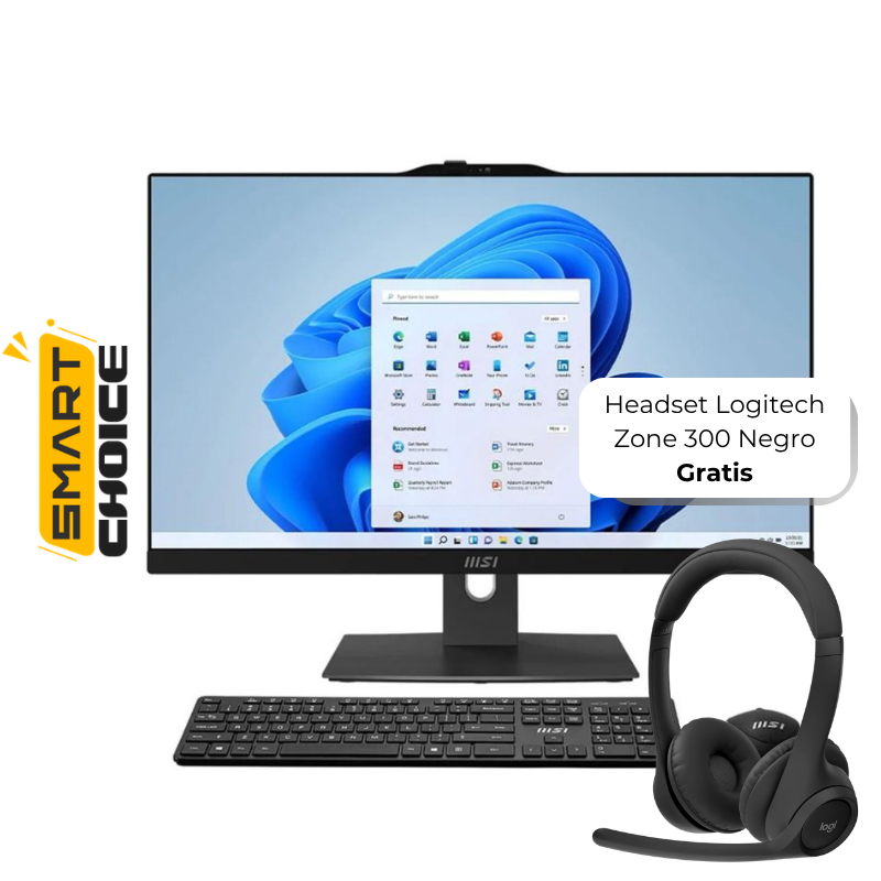 Computadora AIO MSI 1M-839US 23.8" Touchscreen Intel Core 7 150U 16GB RAM 1TB SSD + 1TB HDD Intel Graphics W11 Home Negro Teclado Inglés