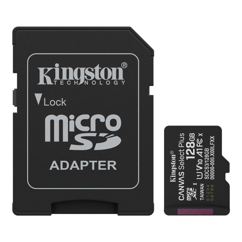 Memoria micro SD Kingston 128GB Canvas Select Plus Clase 10 150MB/s
